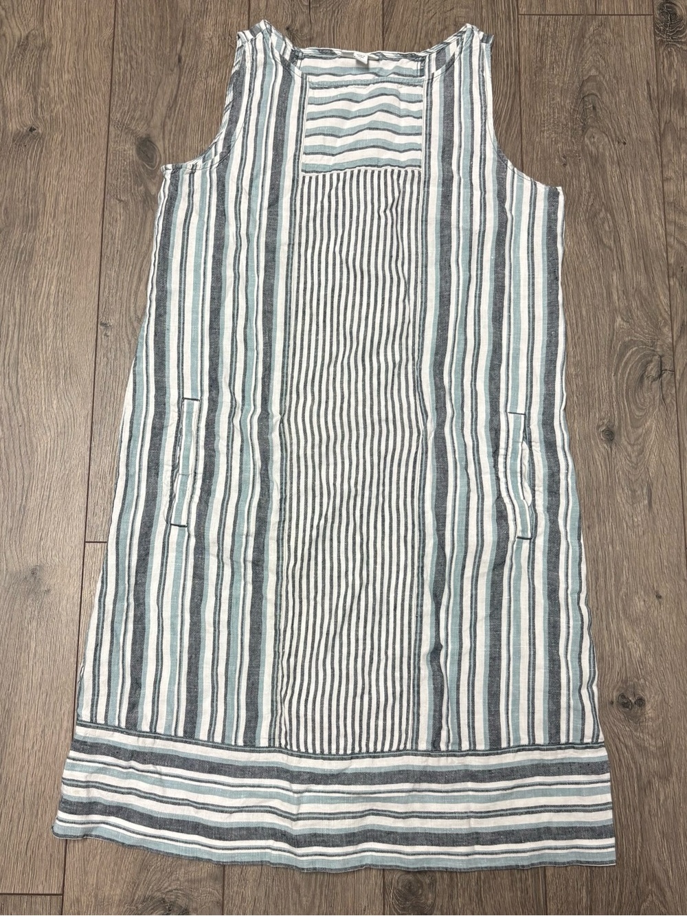 Linen striped dress sleeveless boho summery